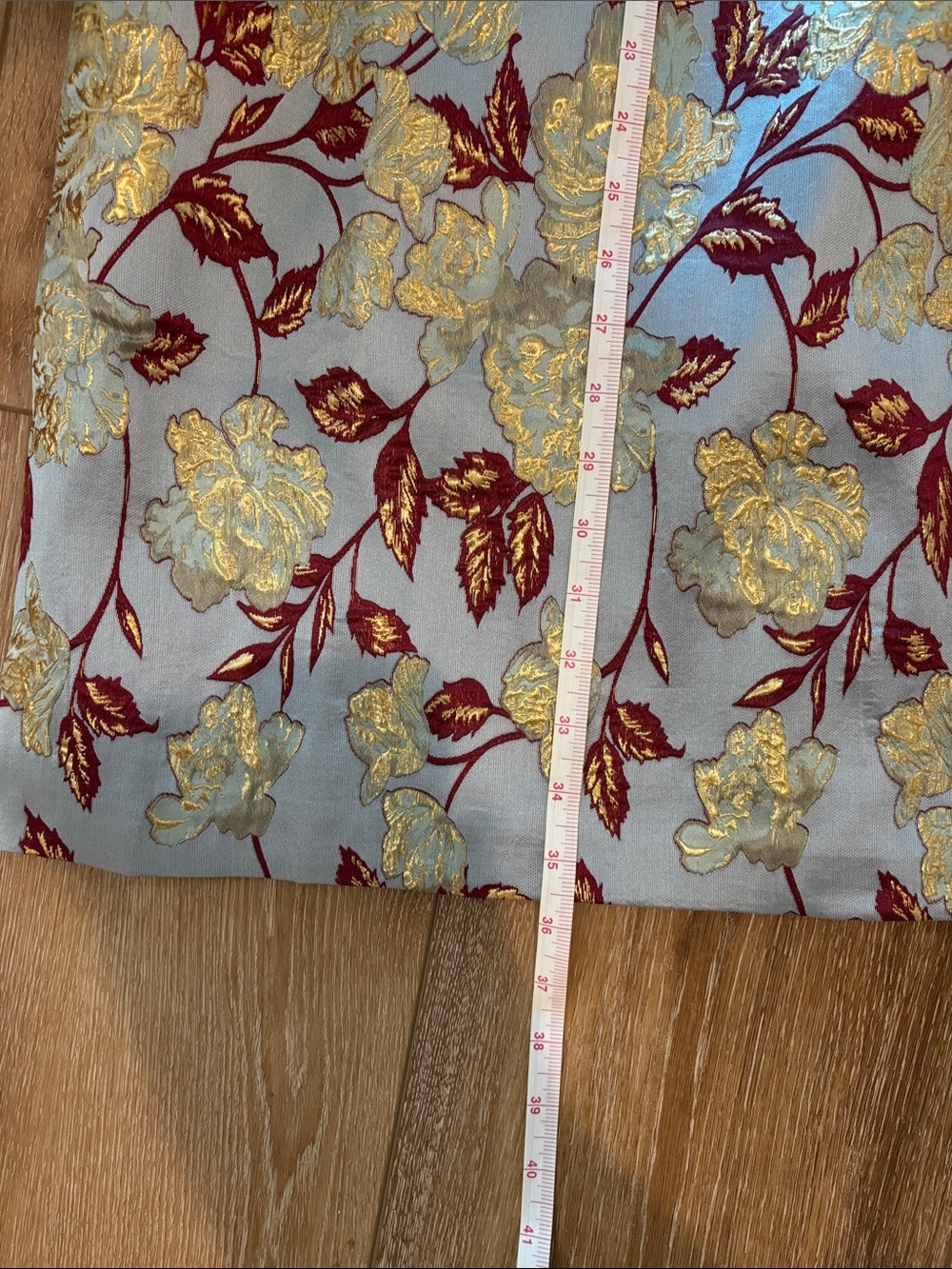 Pomander Place Light Blue Jacquard Mini Dress with Gold & Burgundy Floral - Picture 6 of 7